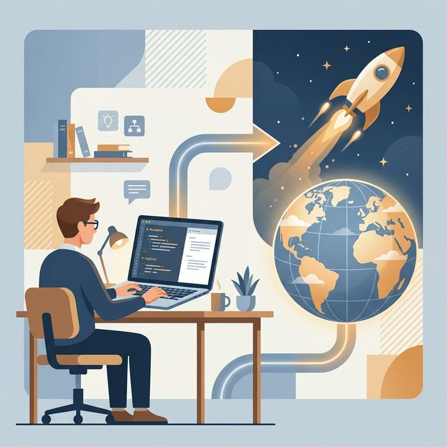 Abstract illustration of a fast simple hosting setup